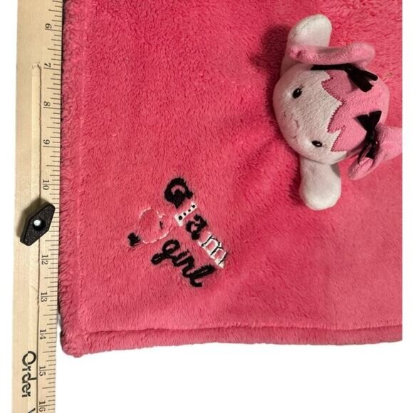 Baby Gear Glam Girl Security Pink Plush Lovey Blanket With Bow Embroidery - Picture 8 of 9